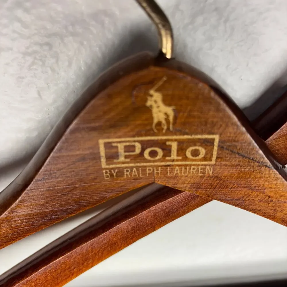 Vintage Polo Ralph Lauren Wooden Hanger Logo Clothes Suit Pant Lot Of 2